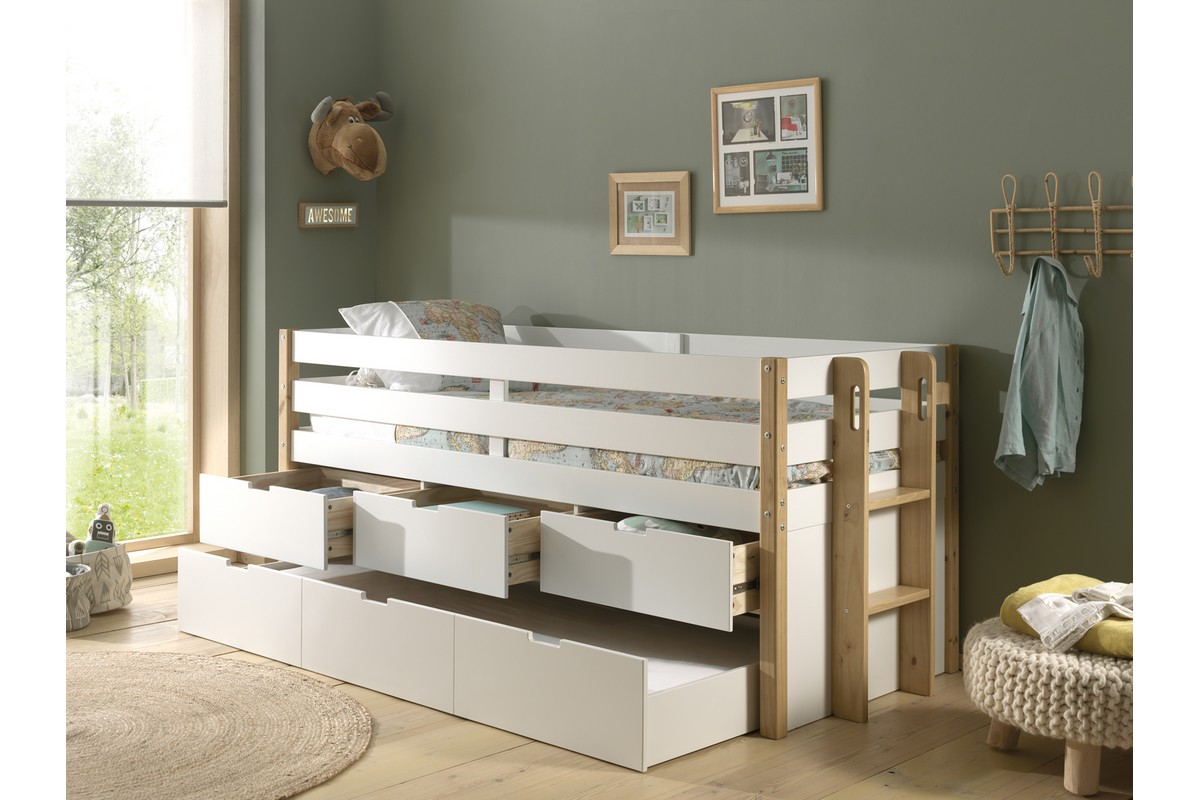 VIPACK LIT MARGRIT 3 ETAGES BLANC